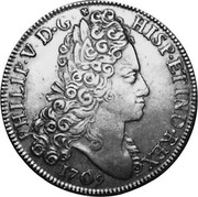 Spain 8 Reales Felipe V Madrid 1709 M J KM# 281 PHILIP V D G HISP ET IND REX 1709 coin obverse Spain 8 Reales Felipe V Madrid 1709 M J KM# 281 PHILIP V D G HISP ET IND REX 1709 coin obverse