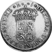 Spain 8 Reales Felipe V Madrid 1709 M J KM# 281 J DEXTERA DOMINI EXALTAVIT ME M coin reverse Spain 8 Reales Felipe V Madrid 1709 M J KM# 281 J DEXTERA DOMINI EXALTAVIT ME M coin reverse