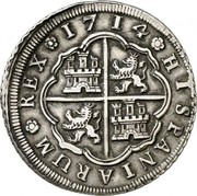 Spain 8 Reales Felipe V Madrid 1714 M J KM# 291 HISPANIARUM REX 1714 coin reverse Spain 8 Reales Felipe V Madrid 1714 M J KM# 291 HISPANIARUM REX 1714 coin reverse