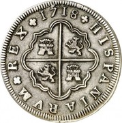 Spain 8 Reales Felipe V Seville 1718 S M KM# 310 HISPANIARVM REX 1718 coin reverse