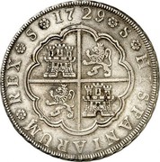 Spain 8 Reales Felipe V Seville 1729 KM# 341 HISPANIARUM REX S 1729 S coin reverse Spain 8 Reales Felipe V Seville 1729 KM# 341 HISPANIARUM REX S 1729 S coin reverse