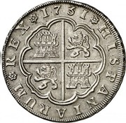 Spain 8 Reales Felipe V Seville 1731 PA KM# 357 HISPANIARUM REX 1731 coin reverse Spain 8 Reales Felipe V Seville 1731 PA KM# 357 HISPANIARUM REX 1731 coin reverse