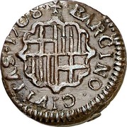 Spain Dinero Carlos III Pretender 1708 KM# PT3 BARCINO CIVITAS 1708 coin reverse Spain Dinero Carlos III Pretender 1708 KM# PT3 BARCINO CIVITAS 1708 coin reverse