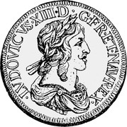 Spain ECU Louis XIII 1642 KM# 114 LVDOVICVS XIII D G FR ET NAV REX coin obverse