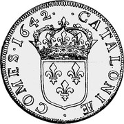 Spain ECU Louis XIII of France 1642 KM# 113 CATALONIAE COMES 1642 coin reverse Spain ECU Louis XIII of France 1642 KM# 113 CATALONIAE COMES 1642 coin reverse