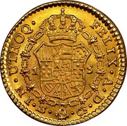 Spain Escudo Sevilla 1781 S CF KM# 416.2 1 S / IN UTROQ FELIX A D S CF 1 S coin reverse Spain Escudo Sevilla 1781 S CF KM# 416.2 1 S / IN UTROQ FELIX A D S CF 1 S coin reverse