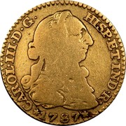 Spain Escudo Carlos III 1787 DV KM# 416.1a CAROL III D G HISPAN ET IND R 1787 coin obverse Spain Escudo Carlos III 1787 DV KM# 416.1a CAROL III D G HISPAN ET IND R 1787 coin obverse