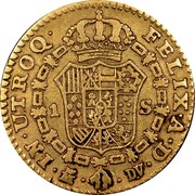 Spain Escudo Carlos III 1787 DV KM# 416.1a IN UTROQ FELIX A D M D V 1 S coin reverse Spain Escudo Carlos III 1787 DV KM# 416.1a IN UTROQ FELIX A D M D V 1 S coin reverse