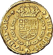 Spain Escudo (Felipe V Seville) KM# 253 PHILIPPUS V DEI GRA coin obverse Spain Escudo (Felipe V Seville) KM# 253 PHILIPPUS V DEI GRA coin obverse