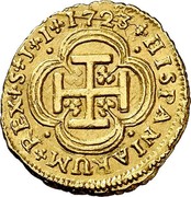 Spain Escudo (Felipe V Seville) KM# 253 HISPANIARUM REX S J I 1723 coin reverse Spain Escudo (Felipe V Seville) KM# 253 HISPANIARUM REX S J I 1723 coin reverse