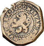 Spain Maravedi Philip III 1601 KM# 2.1 REX 1600 HISPAN coin reverse Spain Maravedi Philip III 1601 KM# 2.1 REX 1600 HISPAN coin reverse