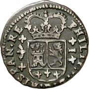 Spain Maravedi Felipe V Valencia 1719 KM# 317 PHILIP V D G HISPAN RE I coin obverse Spain Maravedi Felipe V Valencia 1719 KM# 317 PHILIP V D G HISPAN RE I coin obverse