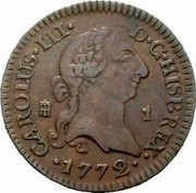 Spain Maravedi Carlos III 1772 KM# 405.2 1 CAROLUS III D G HISP REX coin obverse Spain Maravedi Carlos III 1772 KM# 405.2 1 CAROLUS III D G HISP REX coin obverse