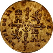 Spain 1 M Jubia J 1842 KM# 525.1 REYNA DE LAS ESPAÑAS J coin reverse Spain 1 M Jubia J 1842 KM# 525.1 REYNA DE LAS ESPAÑAS J coin reverse