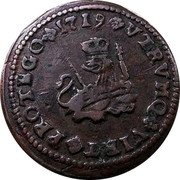 Spain Maravedi (Zaragoza) KM# 301.3 VTRVMQ VIRT PROTEGO 1719 coin reverse Spain Maravedi (Zaragoza) KM# 301.3 VTRVMQ VIRT PROTEGO 1719 coin reverse