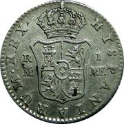 Spain R 1 Charles IV 1797 MF KM# 429.1 HISPANIARUM REX R 1 M FA coin reverse Spain R 1 Charles IV 1797 MF KM# 429.1 HISPANIARUM REX R 1 M FA coin reverse