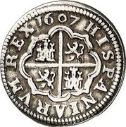 Spain Real Philip III 1607 C KM# 27 HISPANIARVM REX 1607 coin reverse Spain Real Philip III 1607 C KM# 27 HISPANIARVM REX 1607 coin reverse