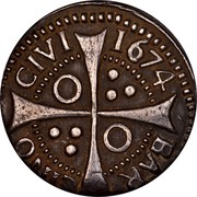Spain Real (Croat) Charles II 1674 KM# 40 BARCINO CIVI 1674 coin reverse Spain Real (Croat) Charles II 1674 KM# 40 BARCINO CIVI 1674 coin reverse