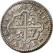 Spain Real Charles II 1683 Aqueduct BR KM# 198 HISPANIARUM REX 1683 coin reverse Spain Real Charles II 1683 Aqueduct BR KM# 198 HISPANIARUM REX 1683 coin reverse