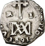 Spain Real Charles II 1691 M KM# 204.2 PROTECTIO VIRTVTE 1691 R I coin reverse