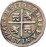 Spain Real Sevilla 1704 P KM# 250.2 HISPANIARVM REX 1704 coin reverse Spain Real Sevilla 1704 P KM# 250.2 HISPANIARVM REX 1704 coin reverse