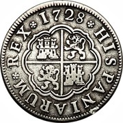 Spain Real Felipe V Segovia 1728 F KM# 299 HISPANIARUM REX 1728 coin reverse Spain Real Felipe V Segovia 1728 F KM# 299 HISPANIARUM REX 1728 coin reverse