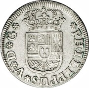 Spain Real Felipe V Seville 1730 KM# 339 PHILIPPUS V D G coin obverse Spain Real Felipe V Seville 1730 KM# 339 PHILIPPUS V D G coin obverse