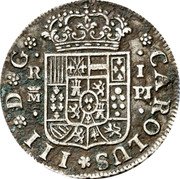 Spain Real (Carlos III) KM# 387.1 CAROLUS III D G R I M JP coin obverse Spain Real (Carlos III) KM# 387.1 CAROLUS III D G R I M JP coin obverse