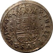 Spain Real Cuenca 1718 JJ KM# 306.1 PHILIPPVS V D G R I C JJ coin obverse Spain Real Cuenca 1718 JJ KM# 306.1 PHILIPPVS V D G R I C JJ coin obverse