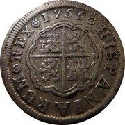 Spain Real FERDINAND VI 1755 JB KM# 369.1 HISPANIARUM REX 1759 coin reverse Spain Real FERDINAND VI 1755 JB KM# 369.1 HISPANIARUM REX 1759 coin reverse