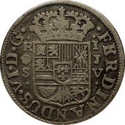 Spain Real Fernando VI 1759 S JV KM# 369.2 FERDINANDUS VI D G R I coin obverse Spain Real Fernando VI 1759 S JV KM# 369.2 FERDINANDUS VI D G R I coin obverse