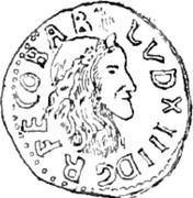 Spain Seiseno Louis XIII 1642 KM# 86 LVD XIII D G R F E CO BAR coin obverse Spain Seiseno Louis XIII 1642 KM# 86 LVD XIII D G R F E CO BAR coin obverse