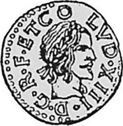 Spain Seiseno Louis XIII 1642 KM# 81 LVD XIII D G R F ET CO coin obverse Spain Seiseno Louis XIII 1642 KM# 81 LVD XIII D G R F ET CO coin obverse
