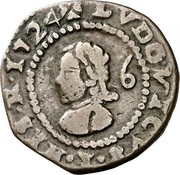Spain Treseta Luis I 1724 KM# 45 LVDOVICVS I HIS R 1724 6 coin obverse Spain Treseta Luis I 1724 KM# 45 LVDOVICVS I HIS R 1724 6 coin obverse