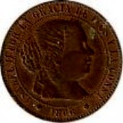 Spain 1/2 Centimo 1866 KM# 632.3 Second Decimal Coinage ISABEL II POR LA GRACIA DE DIOS Y LA CONST. 1866 coin obverse Spain 1/2 Centimo 1866 KM# 632.3 Second Decimal Coinage ISABEL II POR LA GRACIA DE DIOS Y LA CONST. 1866 coin obverse