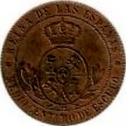 Spain 1/2 Centimo 1866 KM# 632.3 Second Decimal Coinage REINA DE LAS ESPAÑAS. MEDIO CENTIMO DE ESCUDO coin reverse Spain 1/2 Centimo 1866 KM# 632.3 Second Decimal Coinage REINA DE LAS ESPAÑAS. MEDIO CENTIMO DE ESCUDO coin reverse