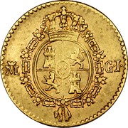 Spain 1/2 Escudo Ferdinand VII 1817 GJ KM# 492 M CJ coin reverse Spain 1/2 Escudo Ferdinand VII 1817 GJ KM# 492 M CJ coin reverse