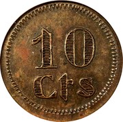 Spain 10 Cts Puebla de Cazalla (1936) KM# 1 10 CTS coin reverse Spain 10 Cts Puebla de Cazalla (1936) KM# 1 10 CTS coin reverse