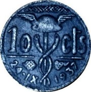 Spain 10 Cts D'olot Ajuntament 1937 KM# 1 AJUNTAMENT D'OLOT coin reverse Spain 10 Cts D'olot Ajuntament 1937 KM# 1 AJUNTAMENT D'OLOT coin reverse