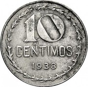 Spain 10 Centimos II Republic 1938 This coin was never released into circulation. Known only in mint condition KM# 756 10 CENTIMOS 1938 coin reverse Spain 10 Centimos II Republic 1938 This coin was never released into circulation. Known only in mint condition KM# 756 10 CENTIMOS 1938 coin reverse