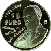Spain 10 Euro 100th Anniversary of the Birth of Luis Cernuda 2002 (M) Proof KM# 1087 1902-2002 10 EURO LUIS CERNUDA M coin reverse Spain 10 Euro 100th Anniversary of the Birth of Luis Cernuda 2002 (M) Proof KM# 1087 1902-2002 10 EURO LUIS CERNUDA M coin reverse