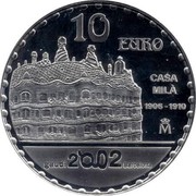 Spain 10 Euro 150th Anniversary of the Birth of Antoni Gaudi - Casa Mila 2002 (M) Proof KM# 1082 10 EURO CASA MILA M 2002 coin reverse Spain 10 Euro 150th Anniversary of the Birth of Antoni Gaudi - Casa Mila 2002 (M) Proof KM# 1082 10 EURO CASA MILA M 2002 coin reverse