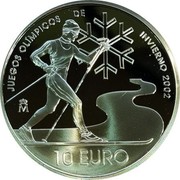 Spain 10 Euro Winter Olympics in Salt Lake City 2002 (M) Proof KM# 1078 JUEGOS OLÍMPICOS DE INVIERNO 2002 M 10 EURO coin reverse Spain 10 Euro Winter Olympics in Salt Lake City 2002 (M) Proof KM# 1078 JUEGOS OLÍMPICOS DE INVIERNO 2002 M 10 EURO coin reverse