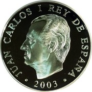 Spain 10 Euro World Swimming Championships - Barcelona 2003 (M) Proof KM# 1094 JUAN CARLOS I REY DE ESPAÑA 2003 coin obverse