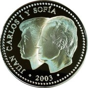 Spain 10 Euro 25th Anniversary of the Constitution 2003 (M) Proof KM# 1090 2003 JUAN CARLOS I Y SOFÍA coin obverse