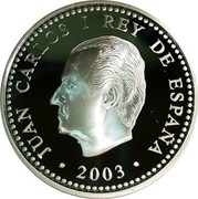 Spain 10 Euro Football World Cup in Germany 2003 (M) Proof KM# 1076 JUAN CARLOS I REY DE ESPAÑA 2003 coin obverse Spain 10 Euro Football World Cup in Germany 2003 (M) Proof KM# 1076 JUAN CARLOS I REY DE ESPAÑA 2003 coin obverse