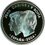 Spain 10 Euro Summer Olympics 2004 (M) Proof KM# 1101 2004 ESPAÑA JUAN CARLOS I Y SOFÍA coin obverse Spain 10 Euro Summer Olympics 2004 (M) Proof KM# 1101 2004 ESPAÑA JUAN CARLOS I Y SOFÍA coin obverse