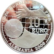 Spain 10 Euro Football World Cup in Germany 2004 (M) Proof KM# 1102 COPA MUNDIAL DE LA FIFA 10 EURO ALEMANIA 2006 coin reverse Spain 10 Euro Football World Cup in Germany 2004 (M) Proof KM# 1102 COPA MUNDIAL DE LA FIFA 10 EURO ALEMANIA 2006 coin reverse