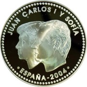 Spain 10 Euro 500th Anniversary of the Death of Queen Isabella I of Castile 2004 Proof KM# 1060 2004 ESPAÑA JUAN CARLOS I Y SOFÍA coin obverse Spain 10 Euro 500th Anniversary of the Death of Queen Isabella I of Castile 2004 Proof KM# 1060 2004 ESPAÑA JUAN CARLOS I Y SOFÍA coin obverse