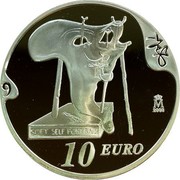 Spain 10 Euro Salvador Dali - Self Portrait with Bacon Strip 2004 Proof KM# 1056 DALÍ M SOFT SELF PORTRAIT 10 EURO coin reverse Spain 10 Euro Salvador Dali - Self Portrait with Bacon Strip 2004 Proof KM# 1056 DALÍ M SOFT SELF PORTRAIT 10 EURO coin reverse